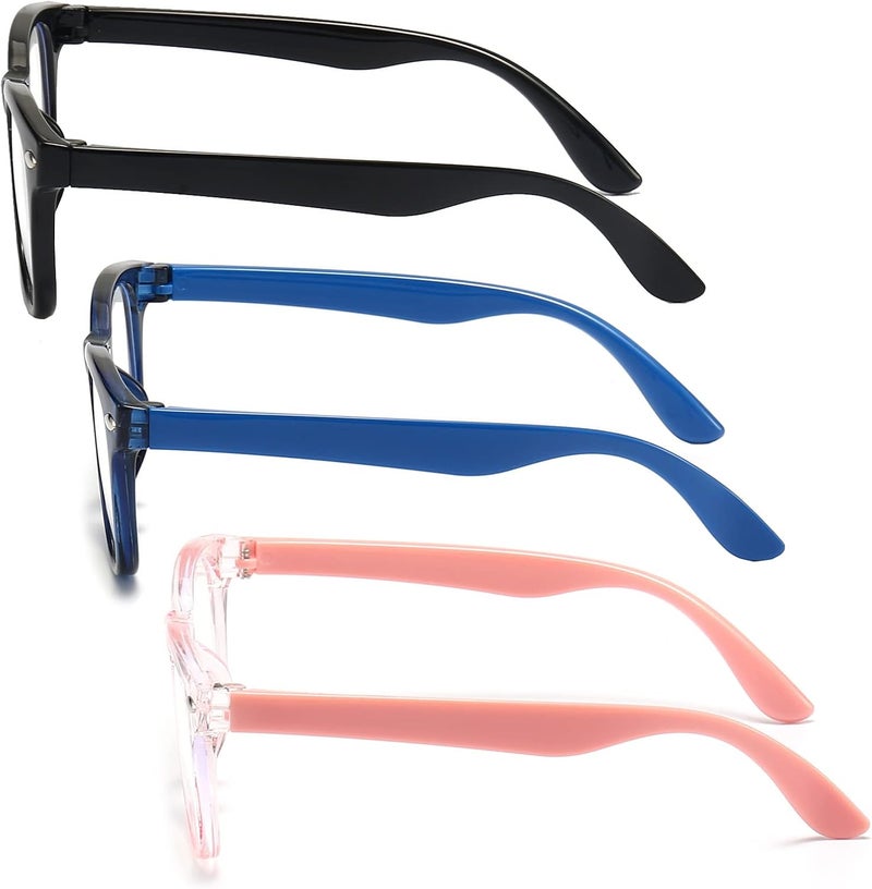 FANNYGO Store Kids Blue Light Blocking Glasses 3 Pack Fanngo Kids Computer Reading Glasses for Boys And Girls Age 3-9 (Black + Dark blue + Light powder) - Image 3